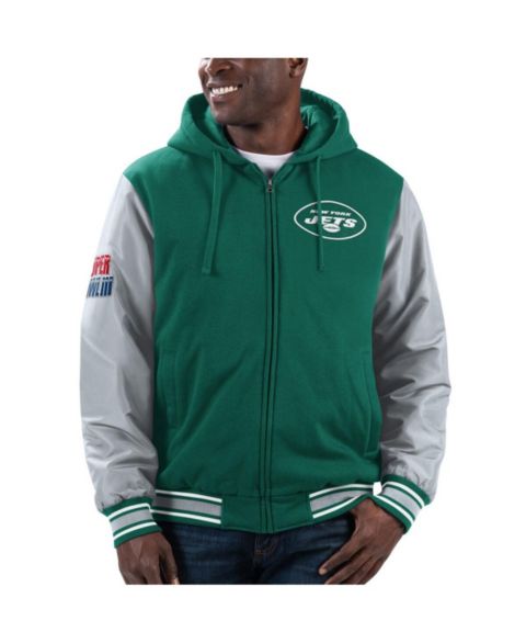 Мужская куртка G-III Sports by Carl Banks Green, Gray New York Jets Player Option Full-Zip Hoodie Jacket