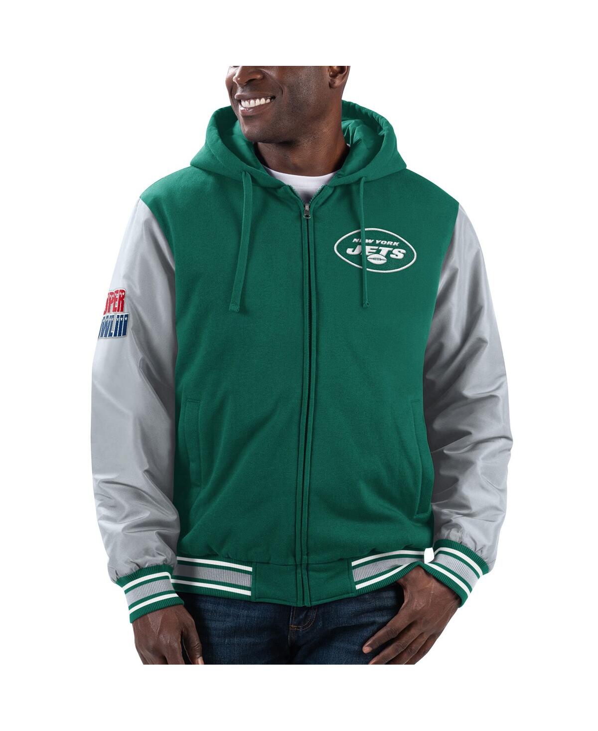 Shop G-iii Sports By Carl Banks Men's  Green, Gray New York Jets Player Option Full-zip Hoodie Jacket In Green,gray
