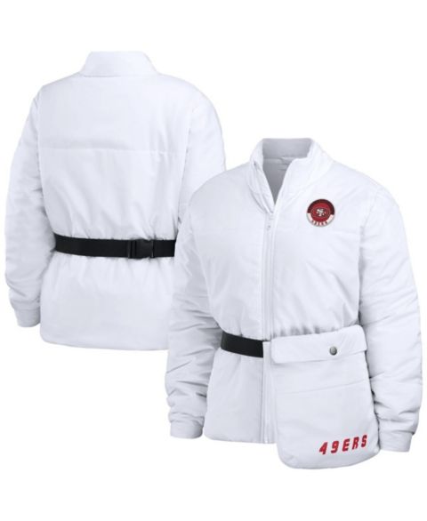 Женские куртки WEAR by Erin Andrews Women's White San Francisco 49ers Packaway Full-Zip Puffer Jacket