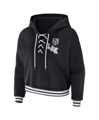 Women's Black Los Angeles Kings Lace-Up Pullover Hoodie