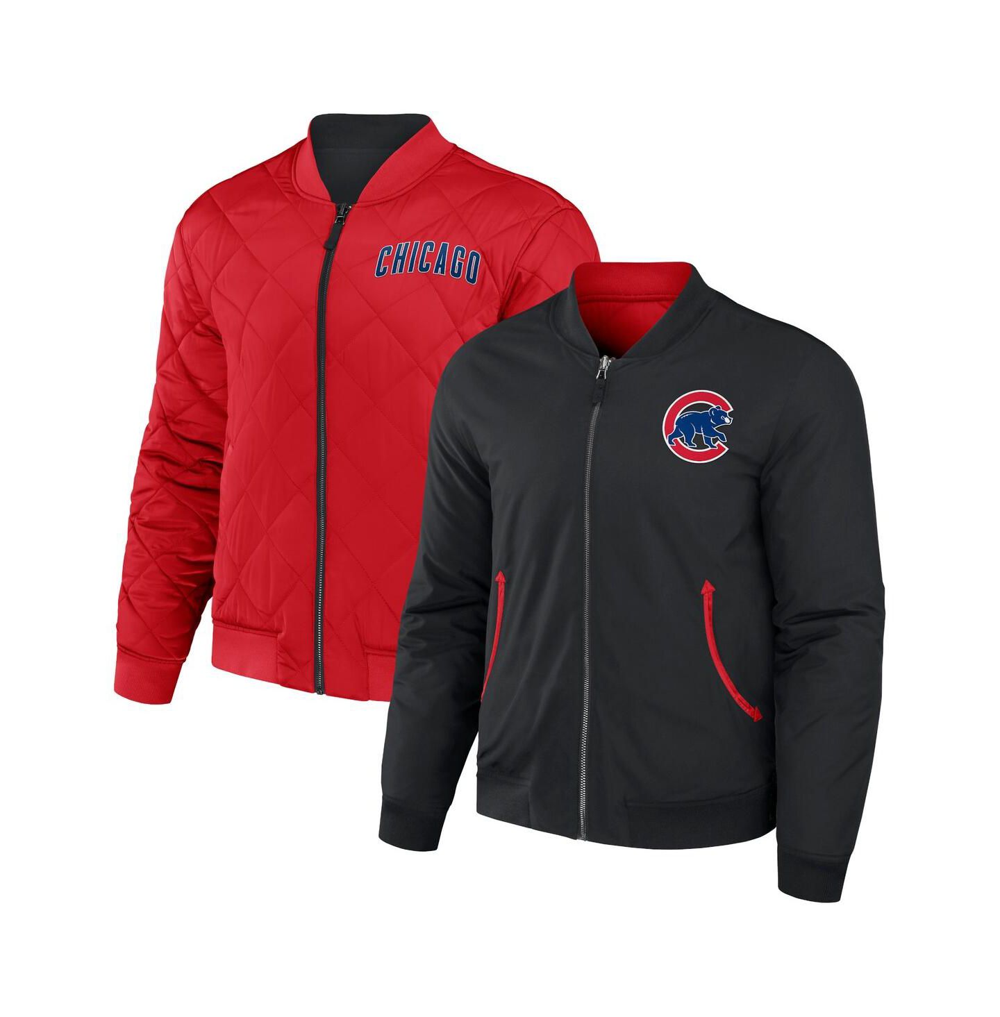 Мужская куртка Fanatics Darius Rucker Collection by Black, Red Chicago Cubs Reversible Full-Zip Bomber — фото 1