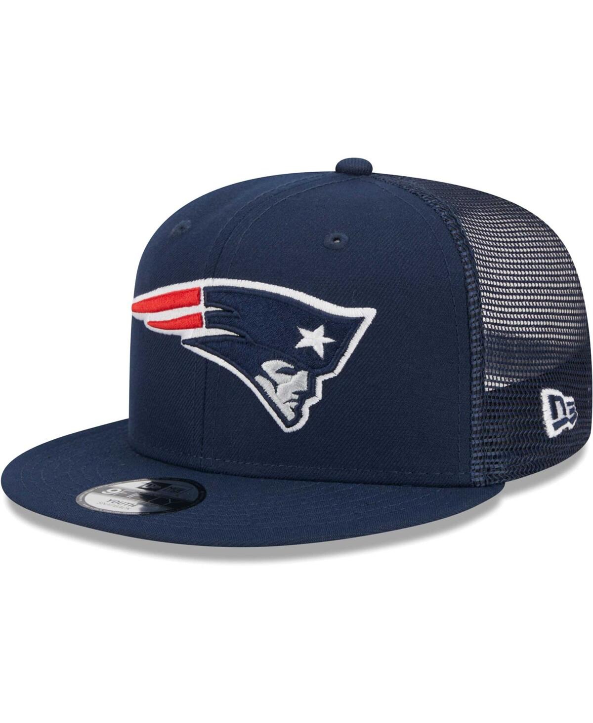 New Era Kids' Youth Boys  Navy New England Patriots Main Trucker 9fifty Snapback Hat