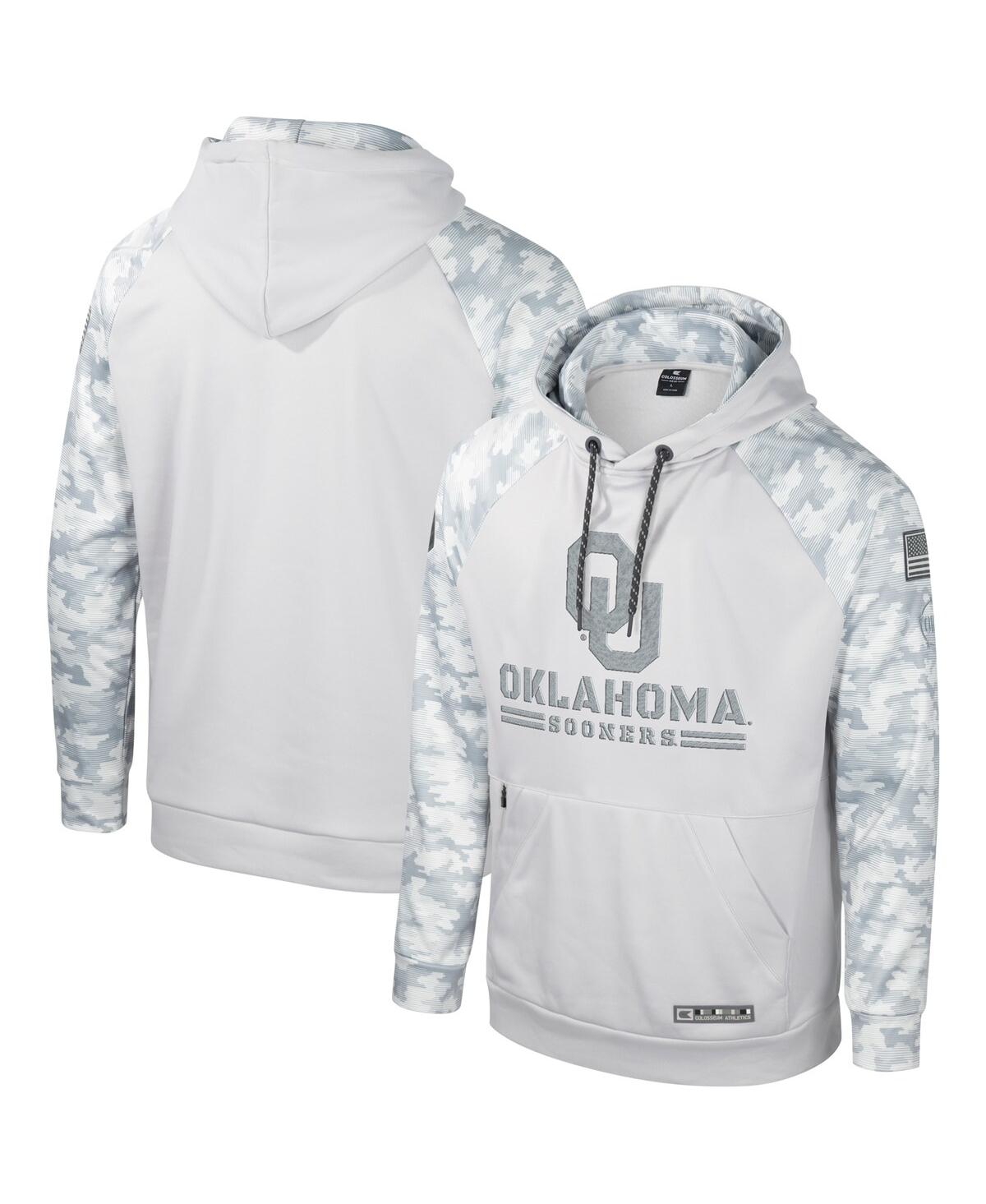 Colosseum Men's  Gray Oklahoma Sooners Oht Military-inspired Appreciation Ice Raglan Pullover Hoodie