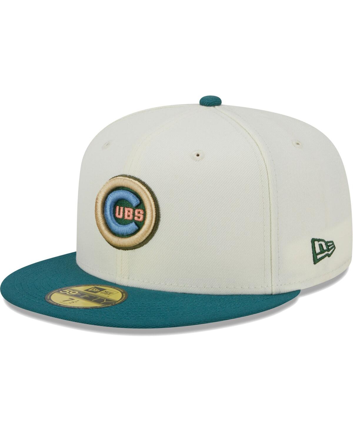 Men's New EraChicago Cubs Chrome Evergreen 59FIFTY Fitted Hat - Cream