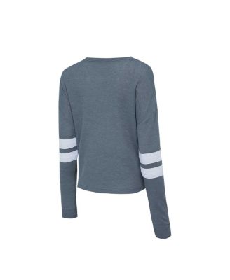 Women's Gray Distressed Pittsburgh Penguins Meadow&nbsp;Long Sleeve T-shirt and Shorts Sleep Set