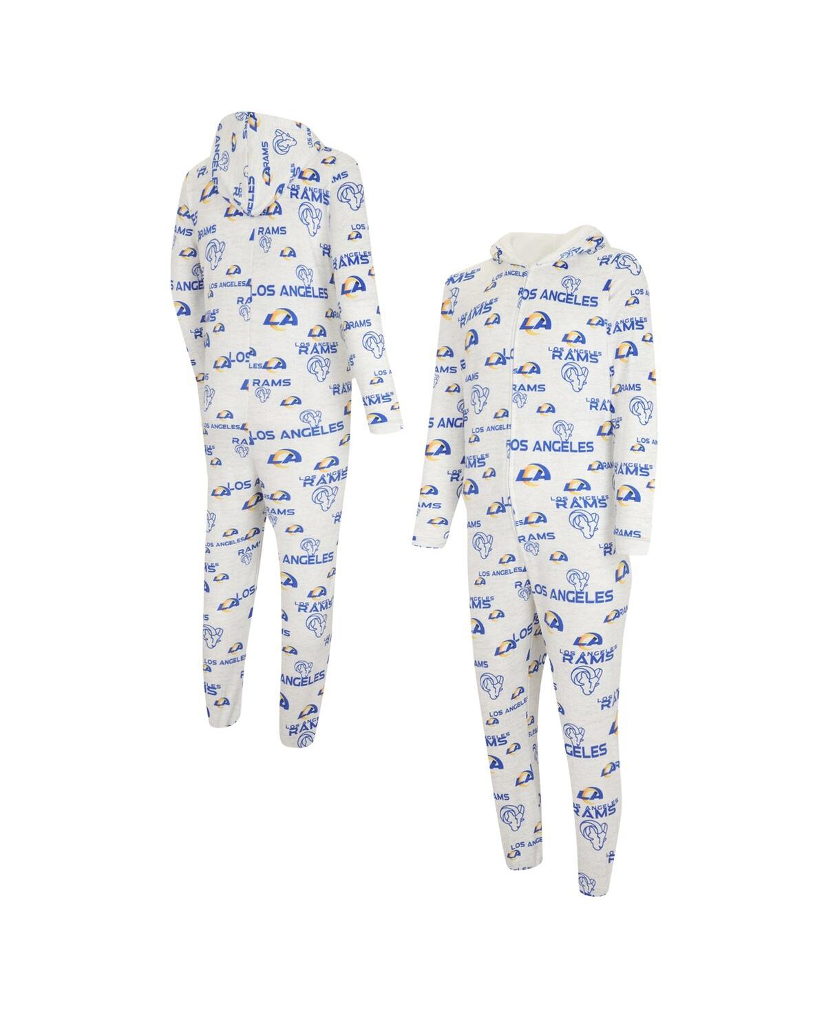 Shop Concepts Sport Men's  White Los Angeles Rams Allover Print Docket Union Full-zip Hooded Pajama Suit