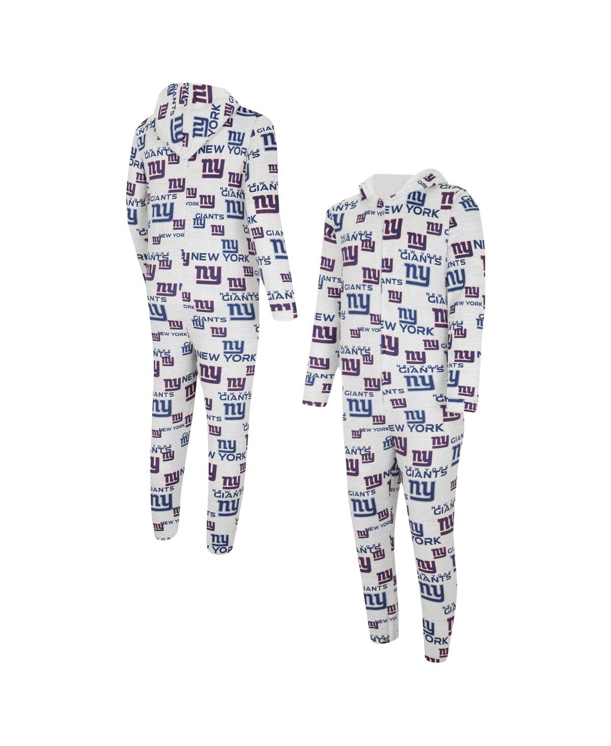Men's Concepts Sport White New York Giants Allover Print Docket Union Full-Zip Hooded Pajama Suit - White