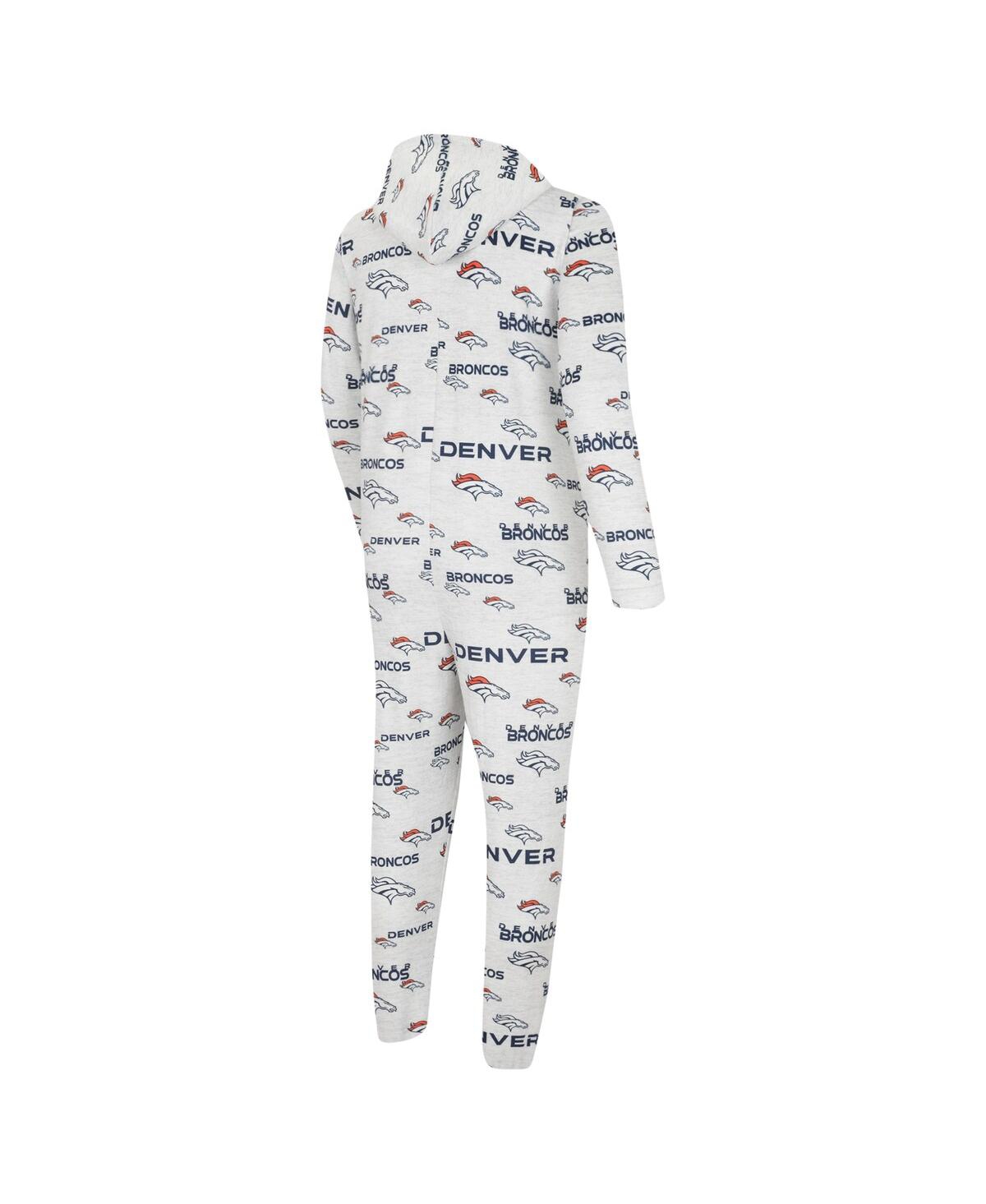 Shop Concepts Sport Men's  White Denver Broncos Allover Print Docket Union Full-zip Hooded Pajama Suit