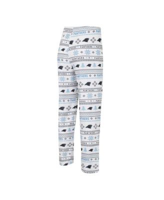Men's White, Black Carolina Panthers Tinsel&nbsp;Raglan Long Sleeve T-shirt and Pants Sleep Set