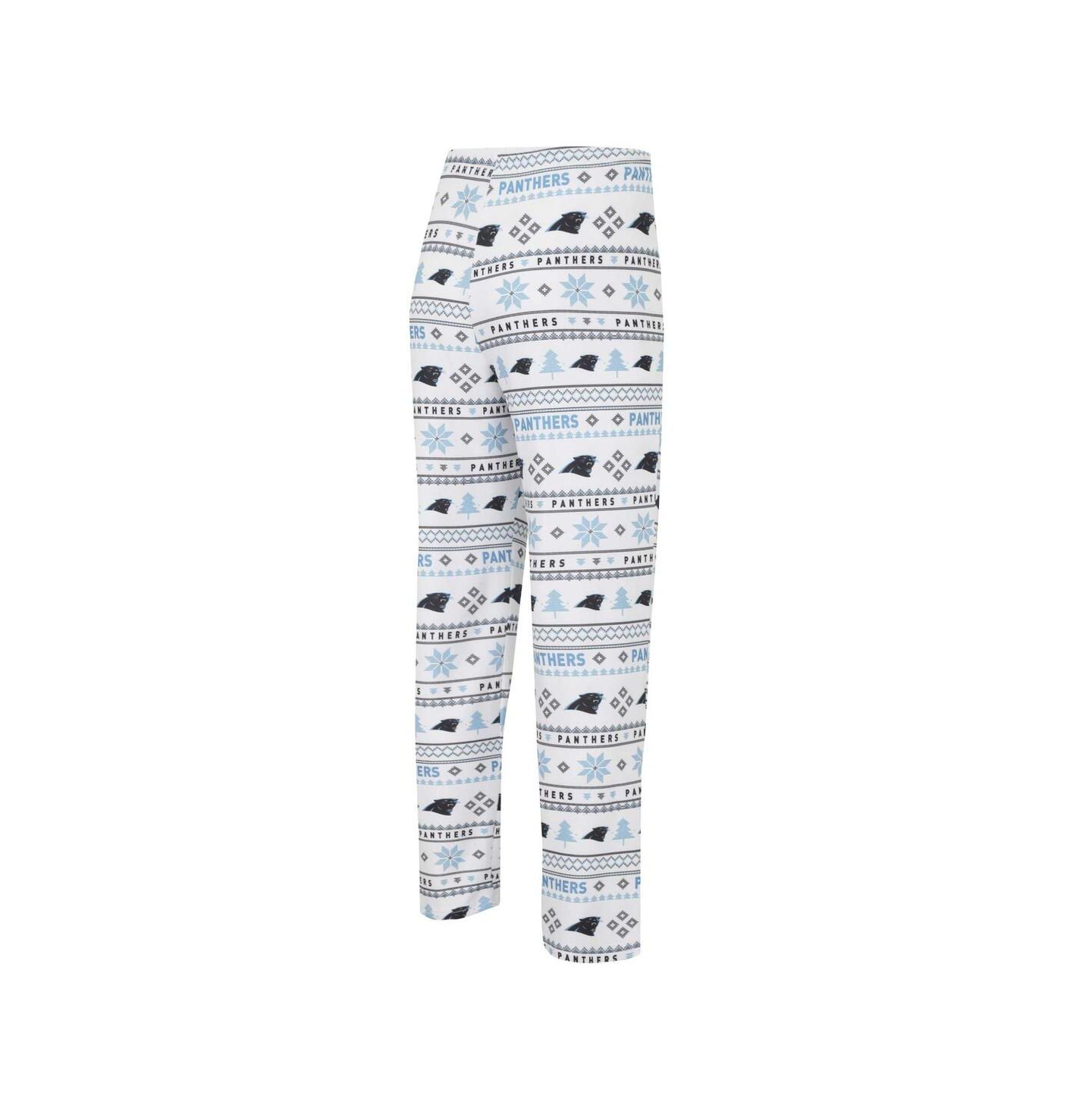 Мужская пижама Concepts Sport Carolina Panthers Tinsel: футболка и штаны, White/Black — фото 2