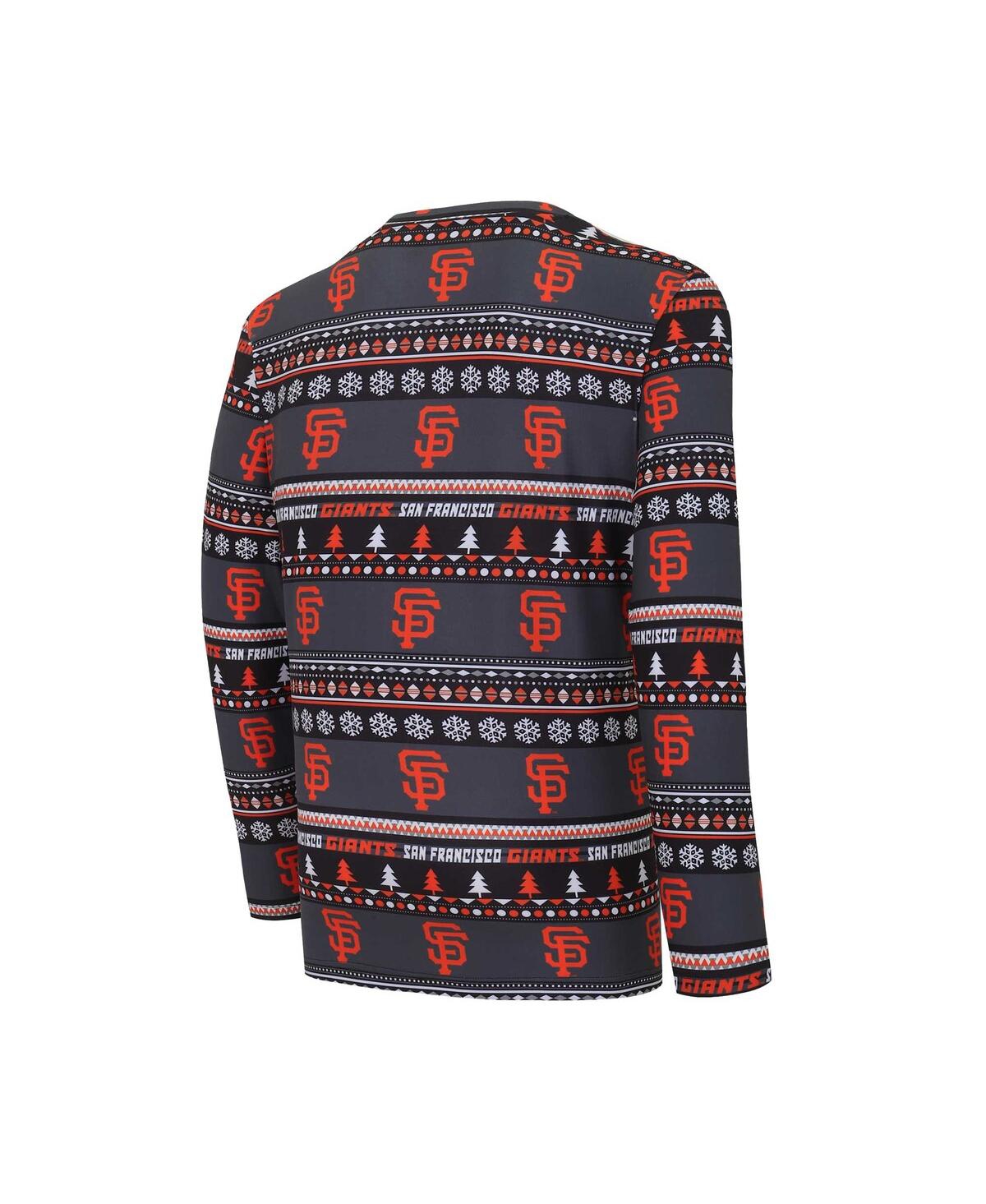 Shop Concepts Sport Men's  Black San Francisco Giants Knit Ugly Sweater Long Sleeve Top And Pants Set