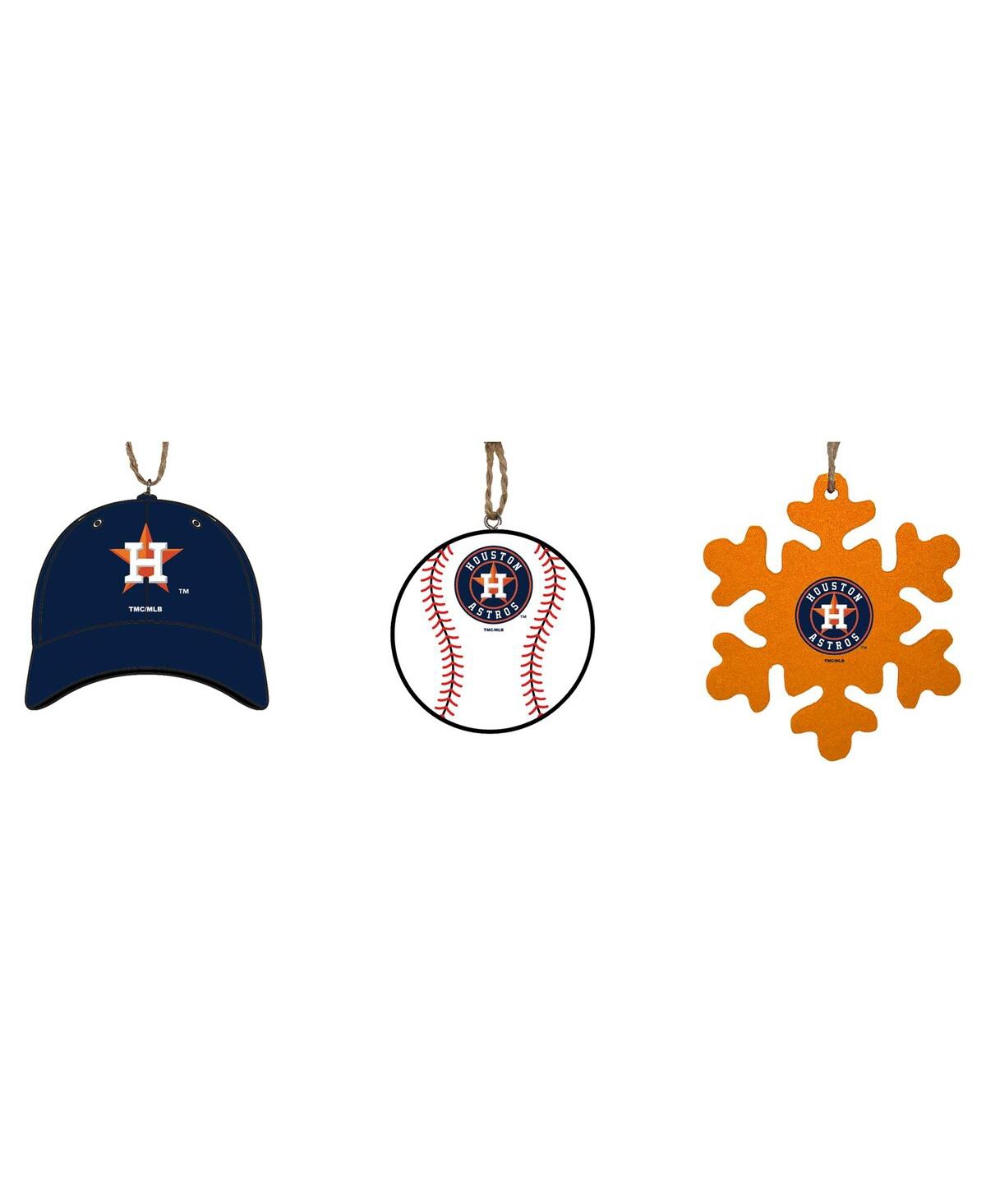 Memory Company The  Houston Astros Three-pack Cap, Baseball And Snowflake Ornament Set In Multi