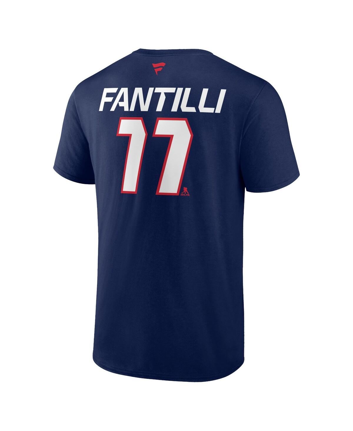 Men's Fanatics Adam FantilliColumbus Blue Jackets Authentic Pro Prime Name and Number T-shirt - Navy