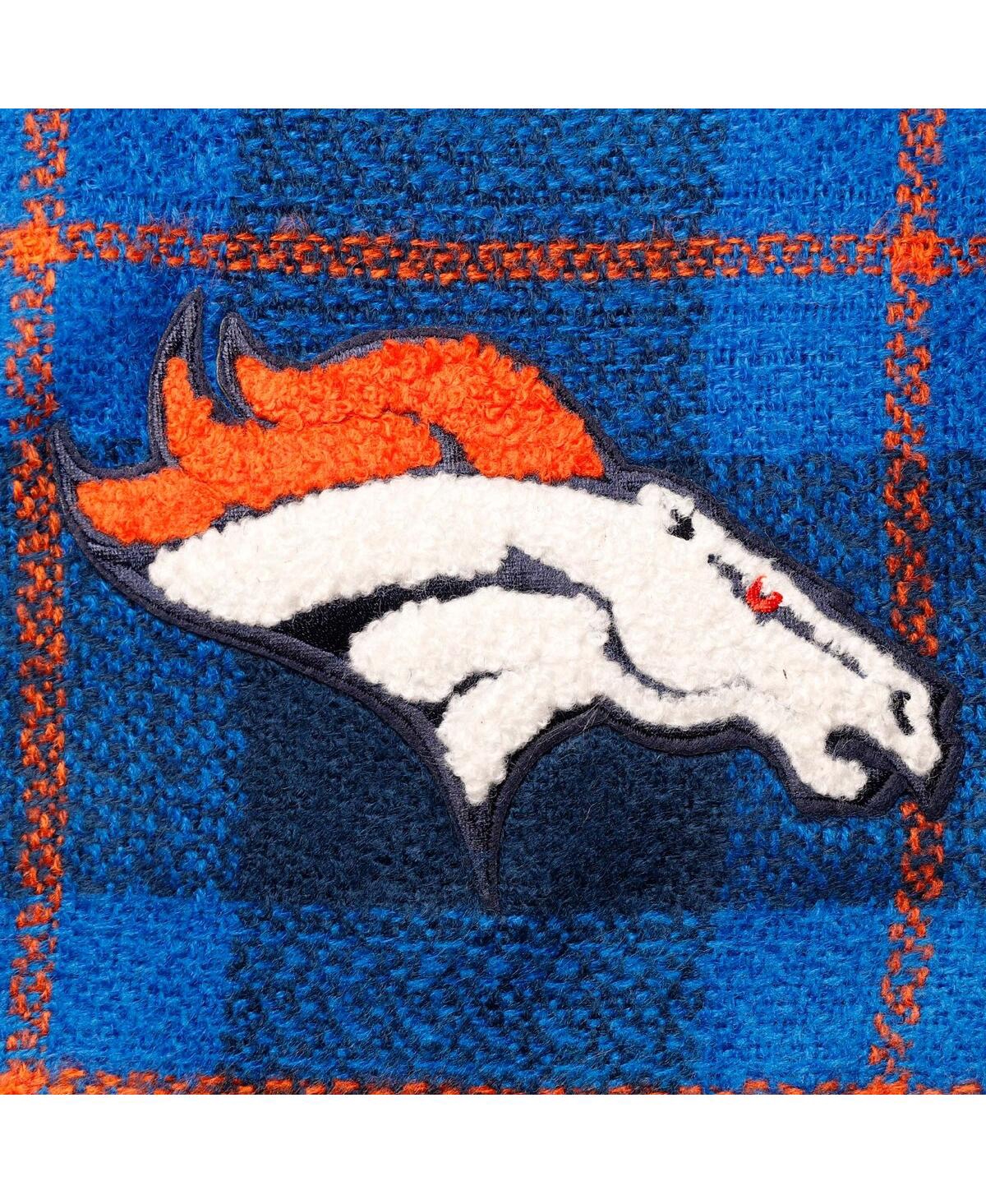 Shop Little Earth Women's  Denver Broncos Plaid Blanket Scarf In Blue