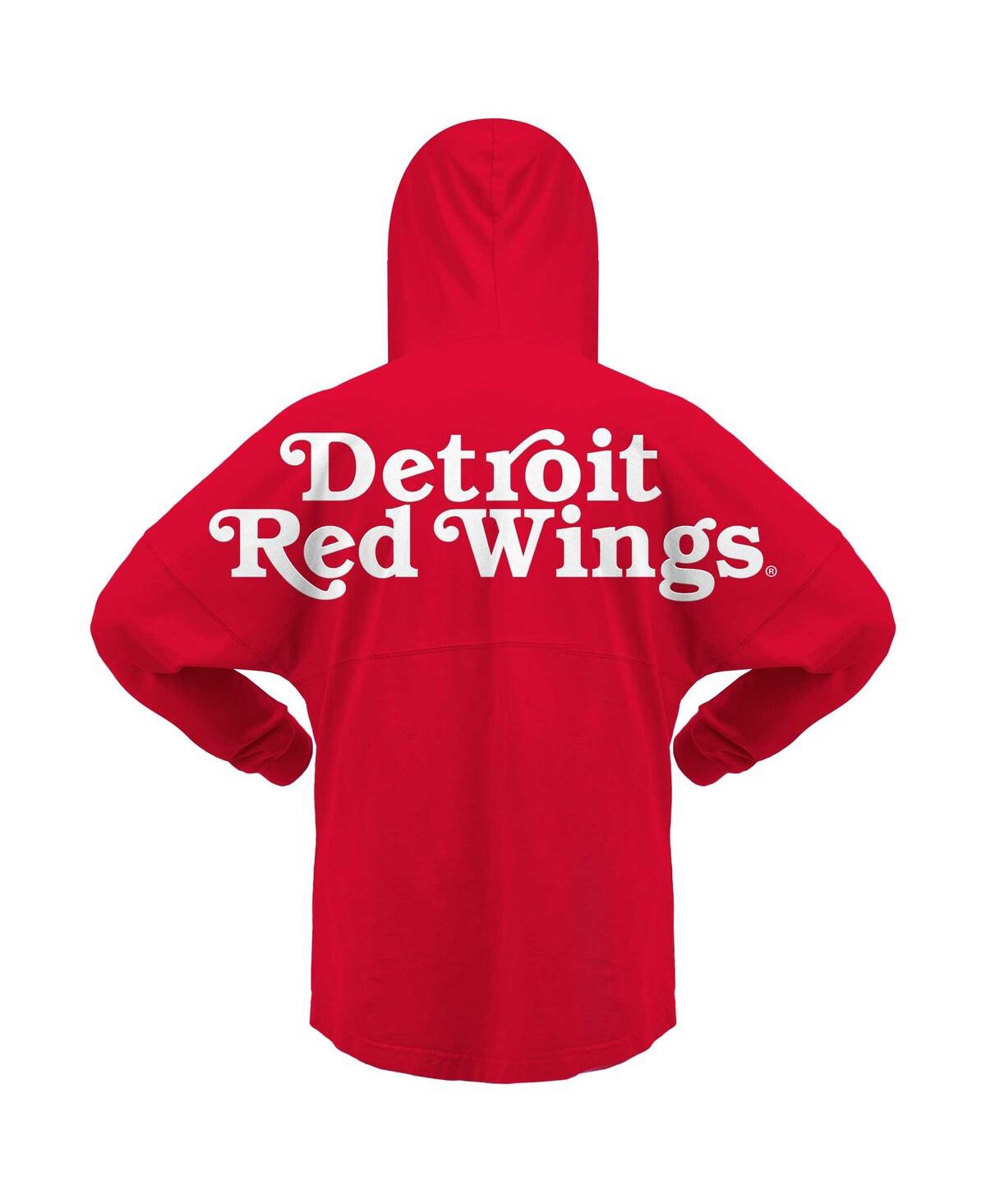 Women's FanaticsDetroitWings Jersey Lace-Up V-Neck Long Sleeve Hoodie T-shirt - Red