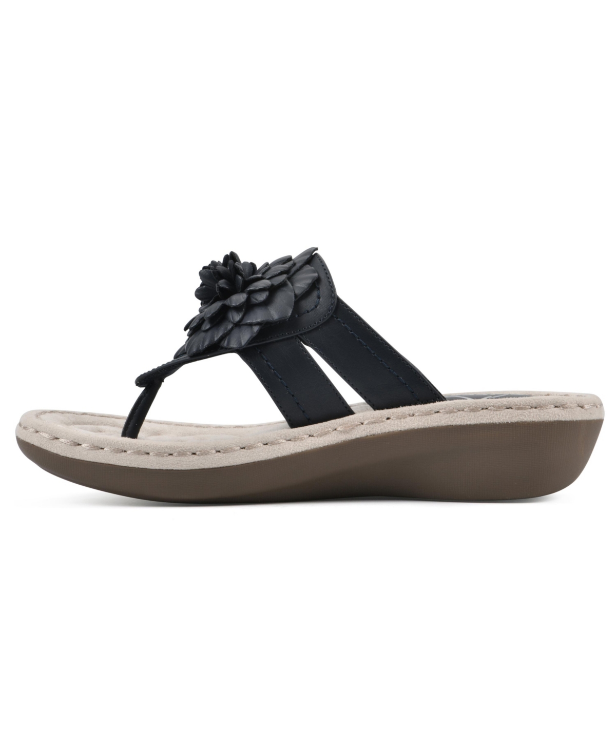 Cliffs by White Mountain Women's Cassia Thong Sandal - Navy Smooth- Polyurethane
