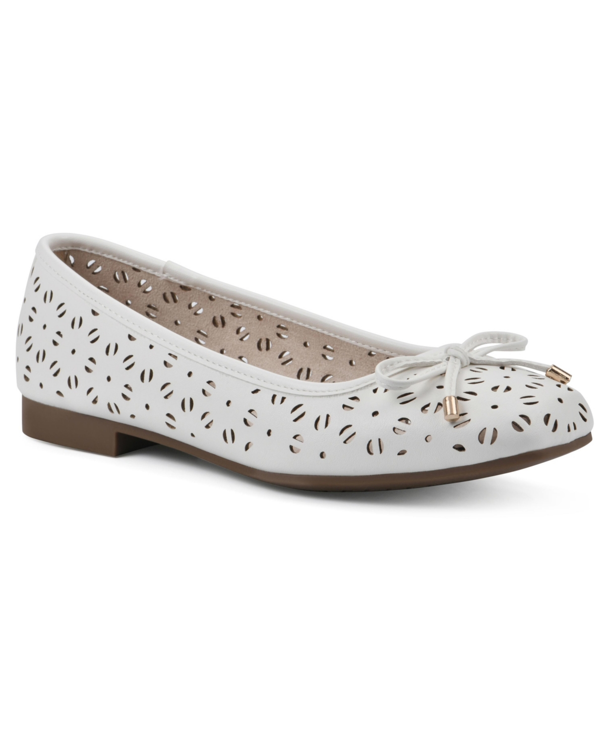 Cliffs By White Mountain Bessa Square Toe Flat In White/ Burnished/ Smooth