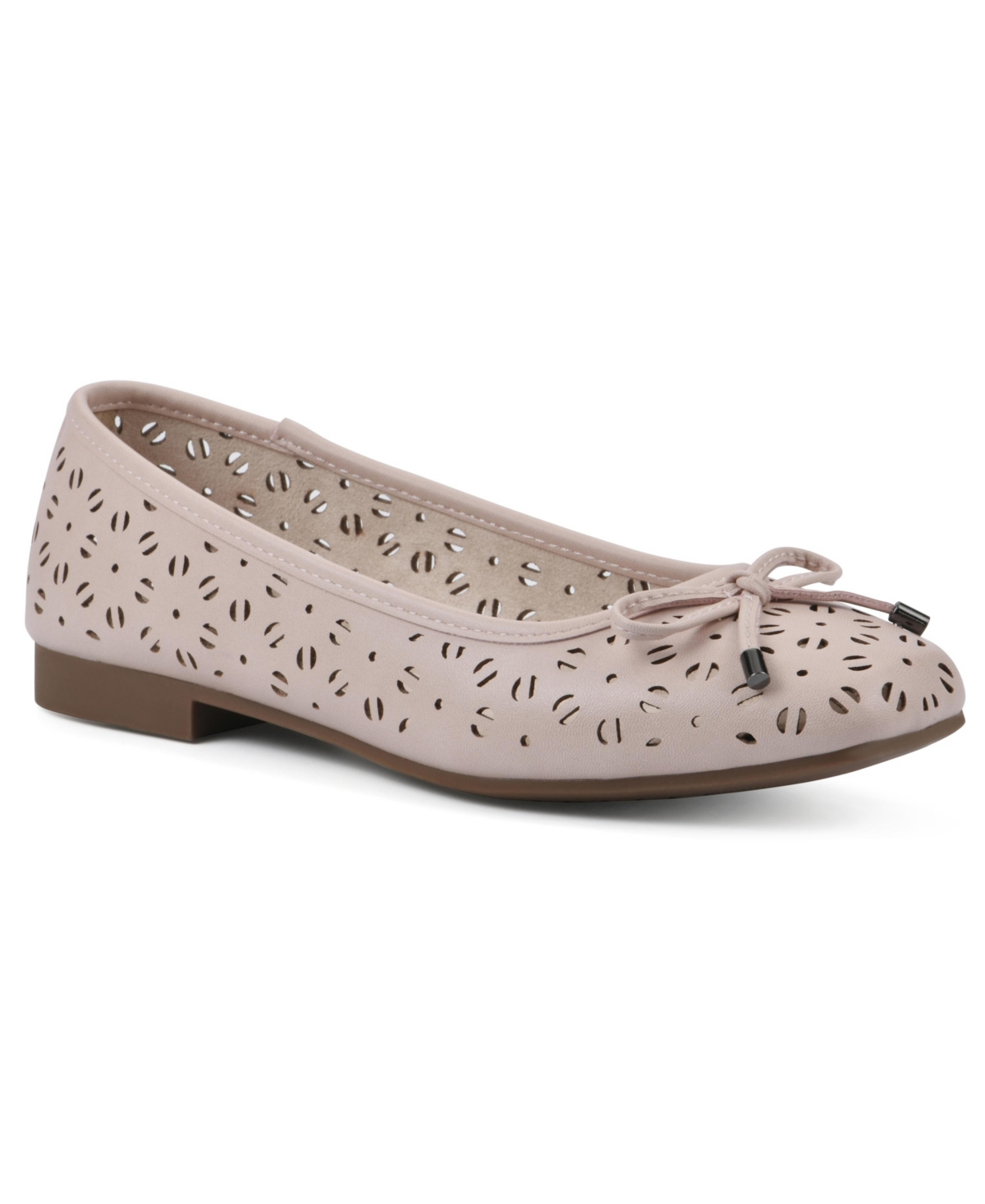 Cliffs By White Mountain Bessa Square Toe Flat In Pale Pink/burnished Smooth