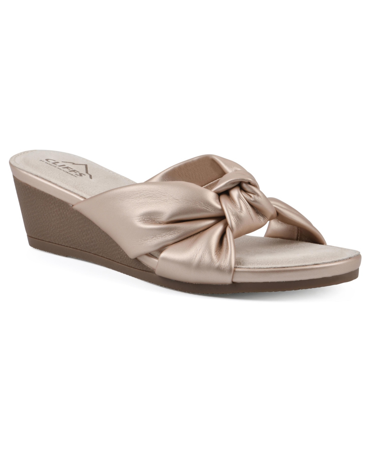 Shop Cliffs By White Mountain Women's Candie Wedge Sandal In Rose Gold Met Smooth