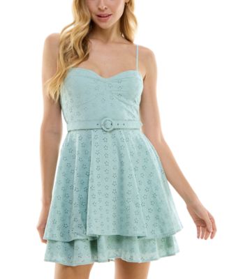 City Studios - Juniors' Sweetheart-Neck Smocked-Back Fit & Flare Dress