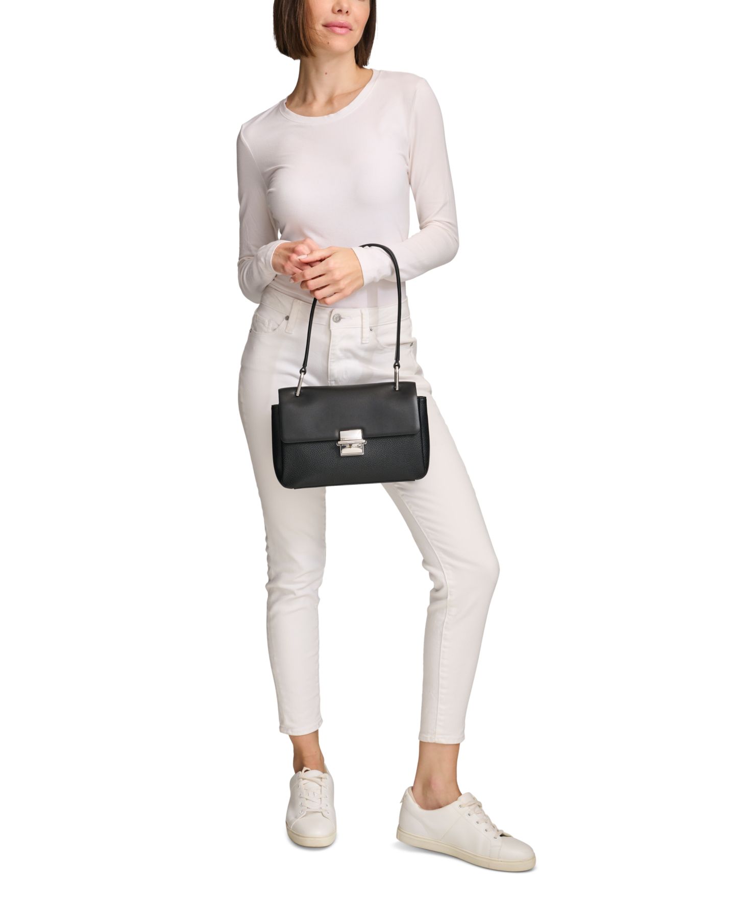 Женская сумка Calvin Klein Clove Push-Lock Shoulder, цвет: Серый — фото 6