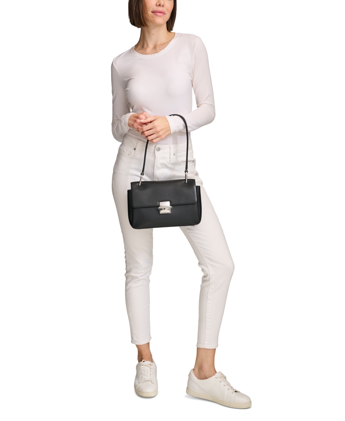 Shop Calvin Klein Clove Push-lock Shoulder Bag In Cherub White
