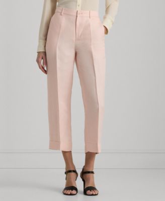 로렌 랄프로렌 Lauren Ralph Lauren Womens Cropped Twill Pants,Pink Opal