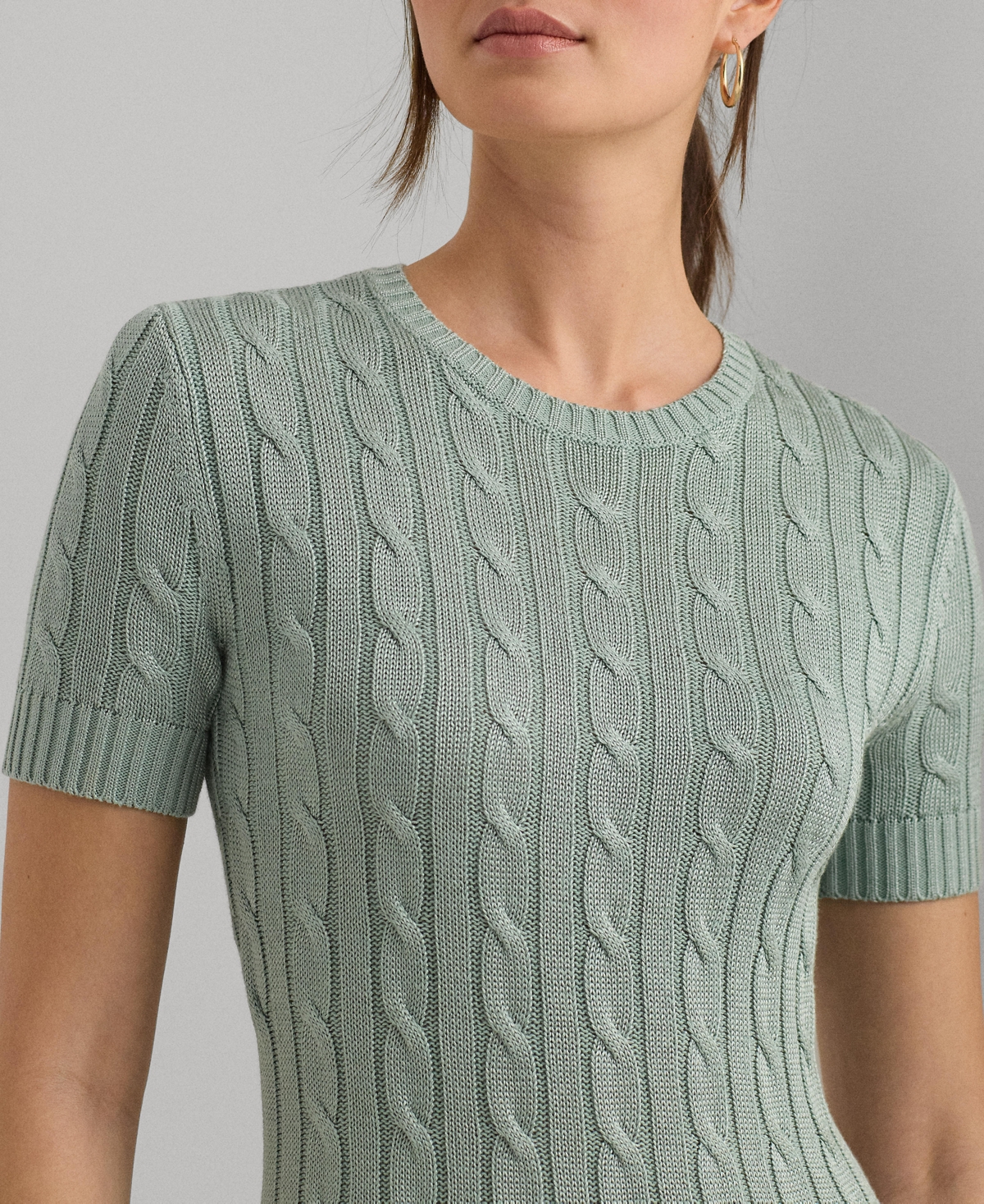 Shop Lauren Ralph Lauren Women's Cable-knit Sweater Dress In Soft Laurel