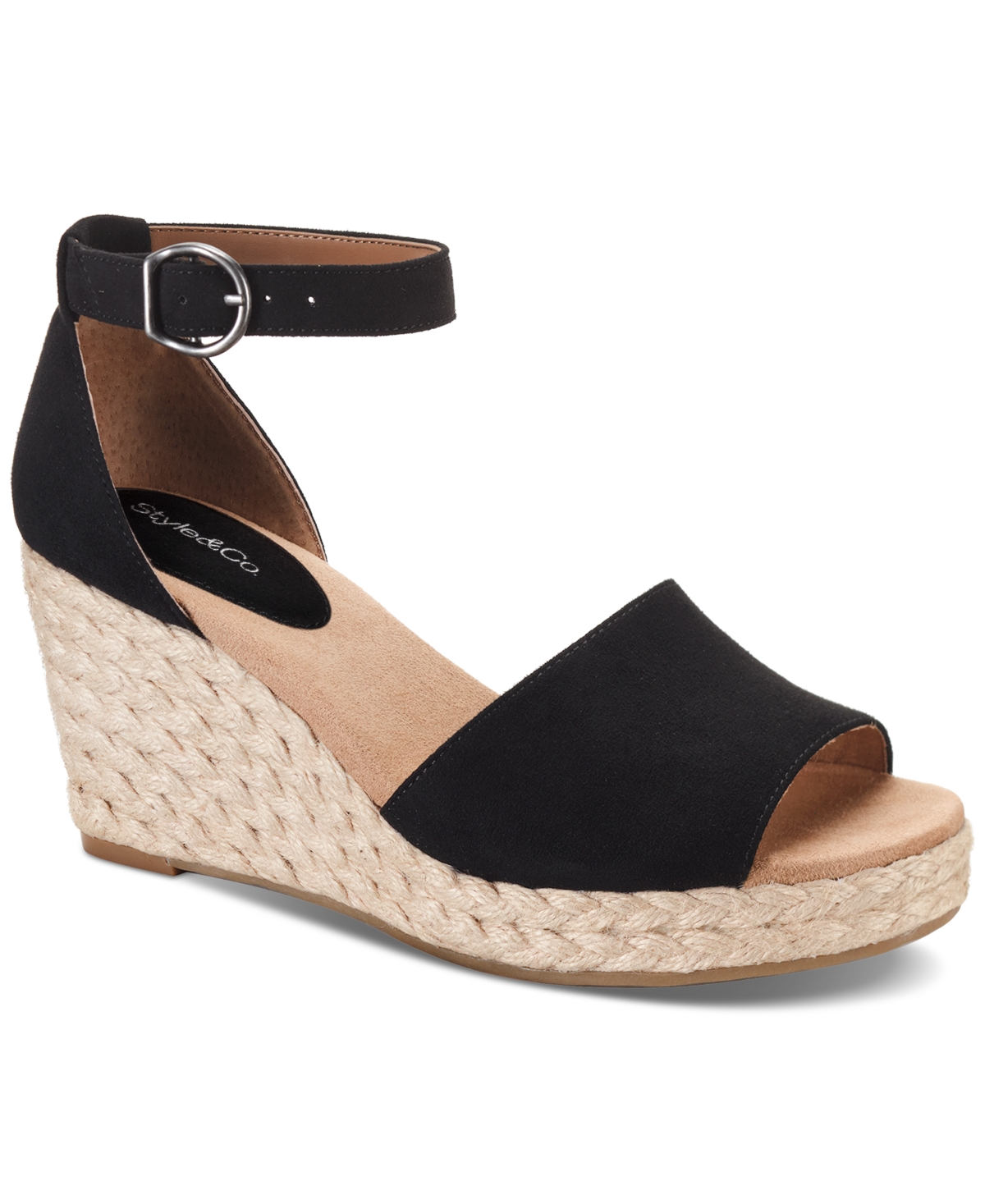 Style & Co Women's Seleeney Wedge Sandals, Created For Macy's In Black