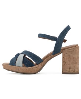 White Mountain Women's Dubonnet Cork Block Heel Sandals