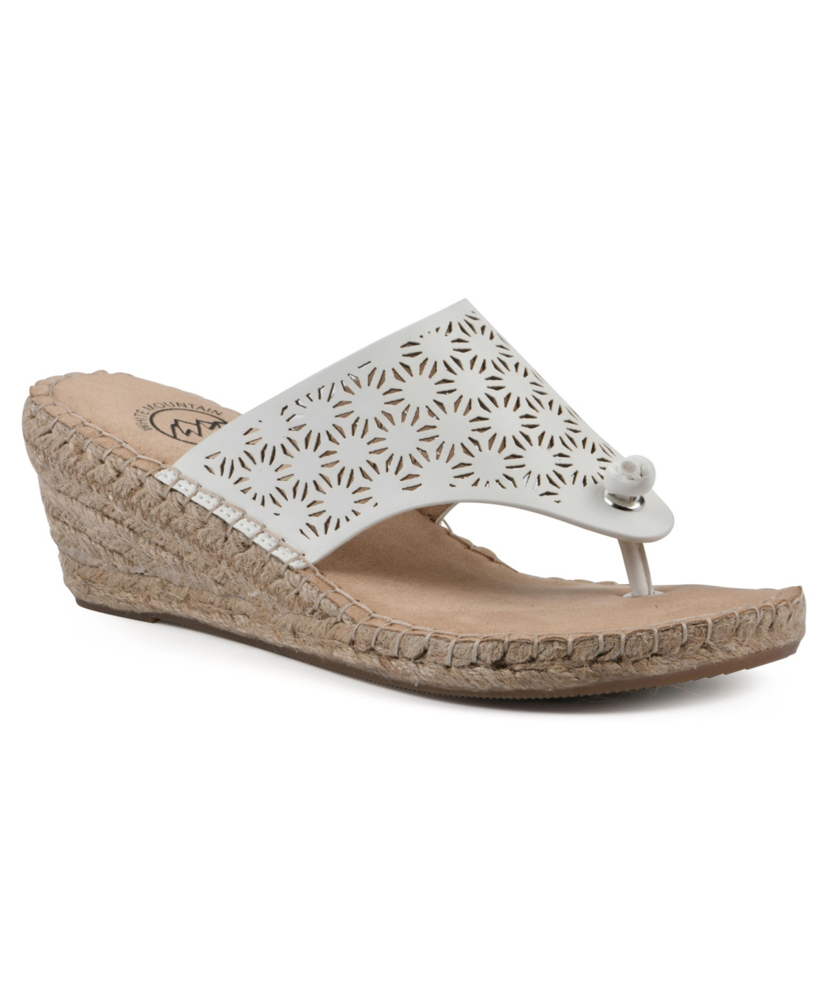Shop White Mountain Women's Beaux Espadrille Wedge Sandals In White Smooth