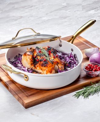 Natural Collection 5.5 Qt. Ceramic Nonstick Deep Saute Pan with Gold Handle