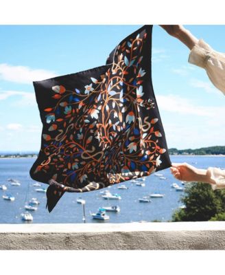 Double Sided Silk Scarf Of Night's Enchanted Garden