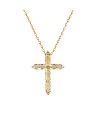 Suzy Levian Sterling Silver Cubic Zirconia Mini Cross Pendant Necklace