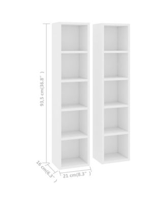 CD Cabinets 2 pcs White 8.3"x6.3"x36.8" Engineered Wood