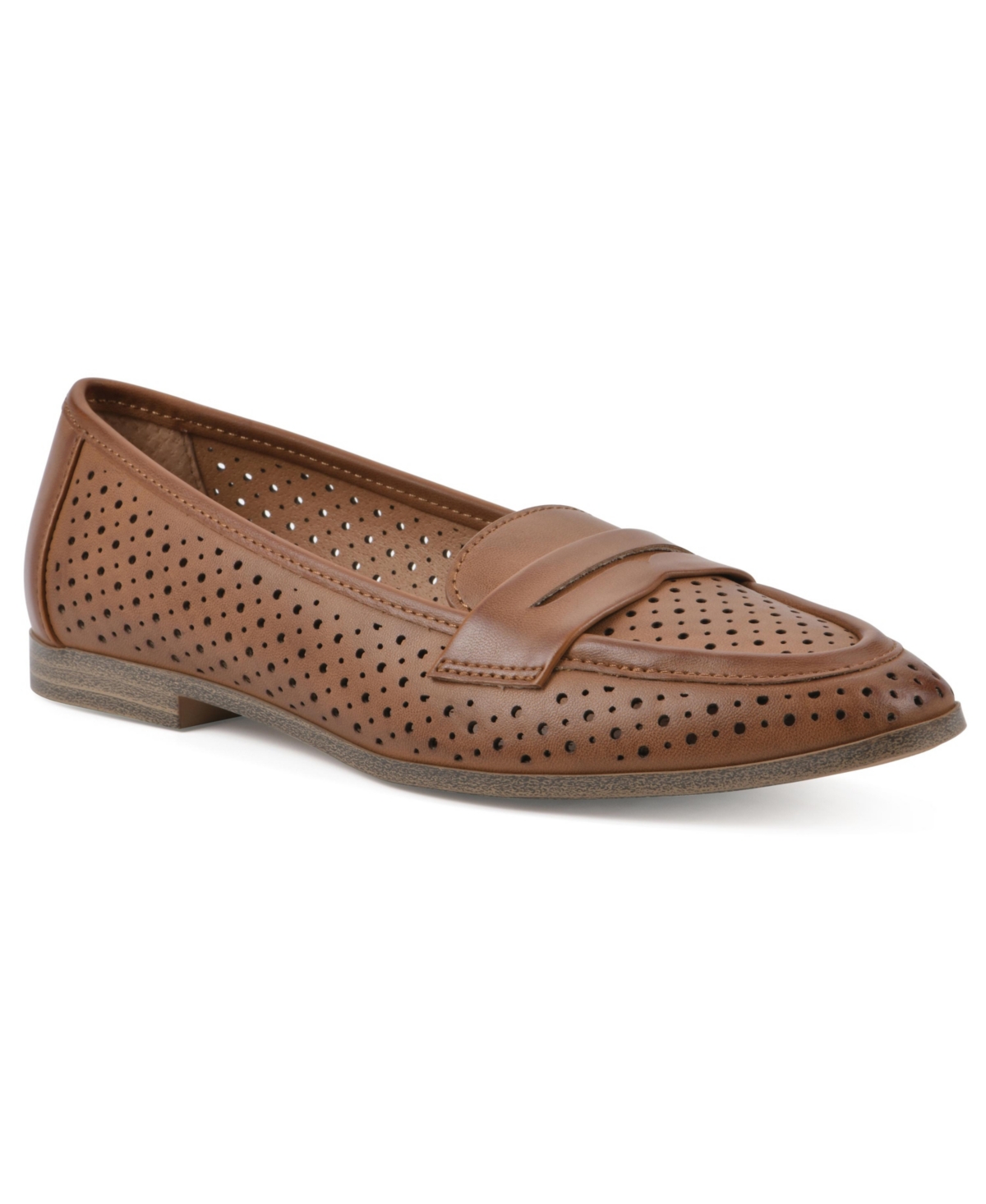 White Mountain Noblest Pointed Loafers In Dark Tan Smooth