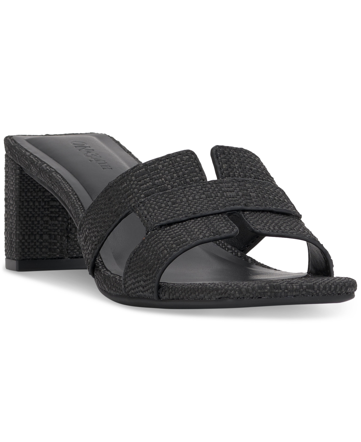 Shop On 34th Women's Beatris Slip-on Band Dress Sandals, Created For Macy's In Black Raffia