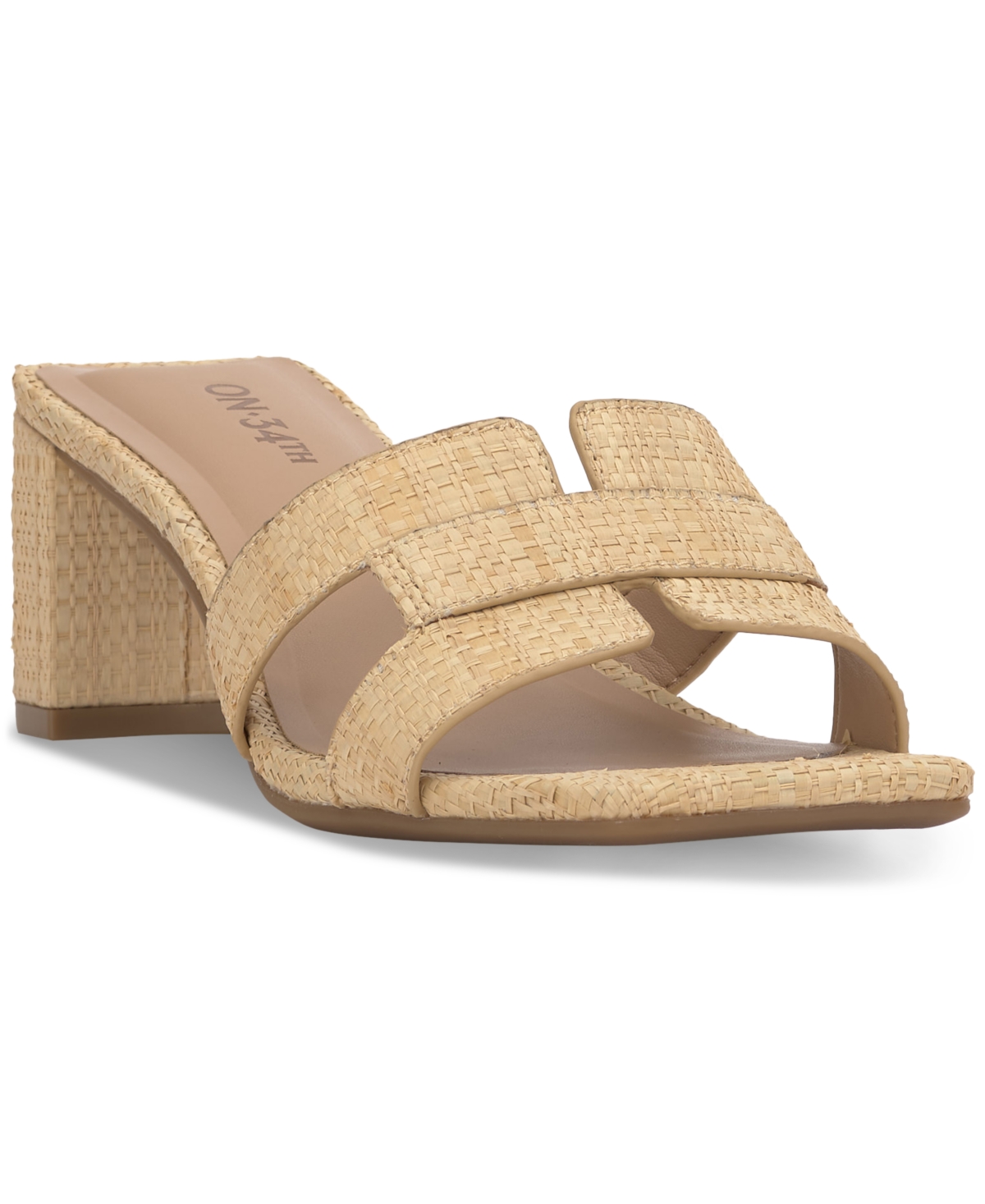 Shop On 34th Women's Beatris Slip-on Band Dress Sandals, Created For Macy's In Natural Raffia