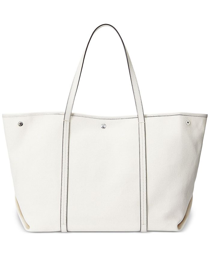 Lauren Ralph Lauren Canvas and Leather Large Emerie Tote - Macy's