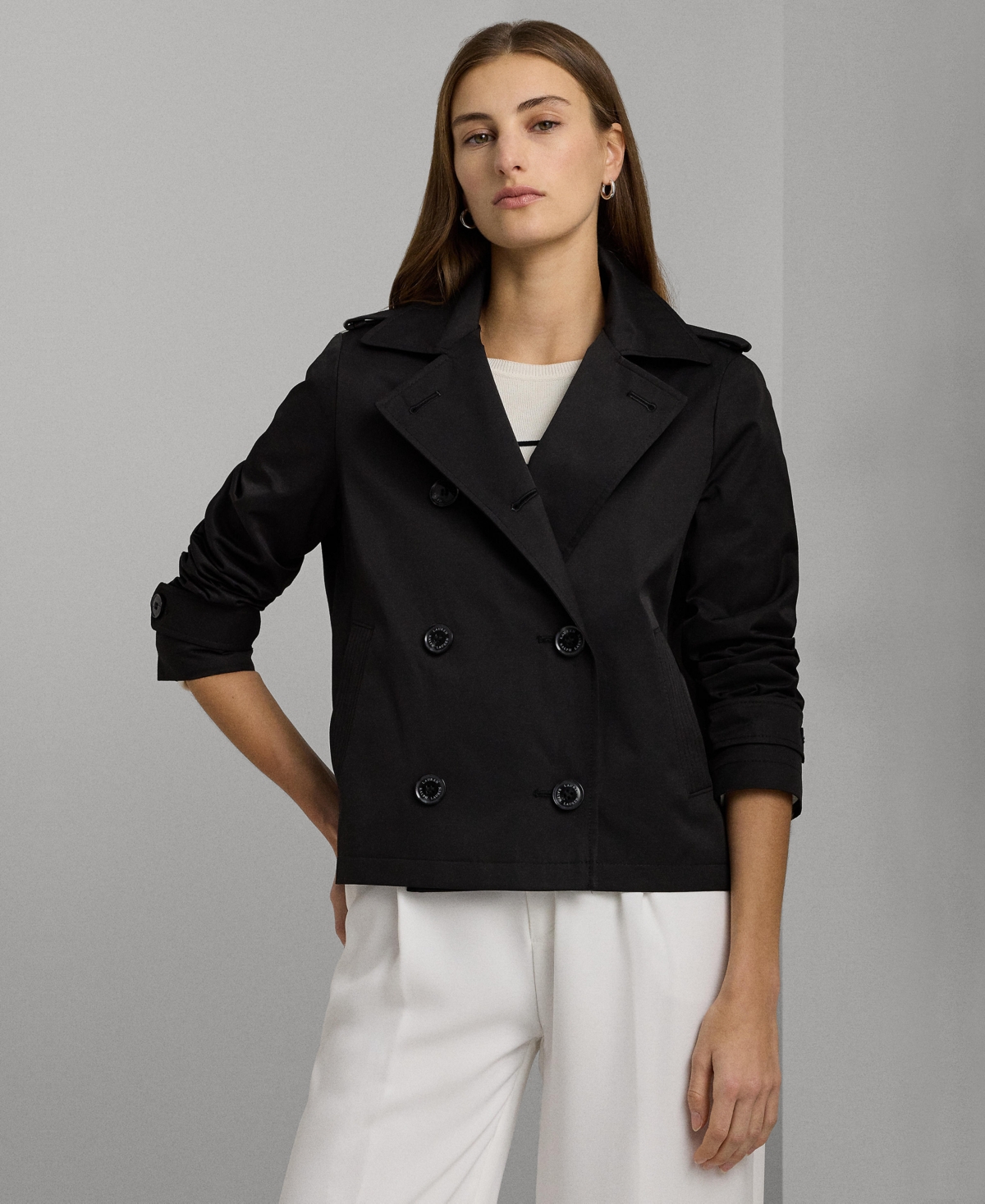 Shop Lauren Ralph Lauren Women's Double-breasted Trench Coat In Black