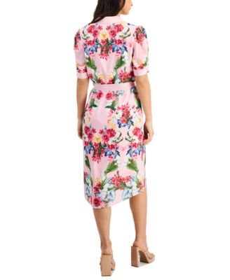 T Tahari Women's Belted Floral Midi Shirtdress - Macy's