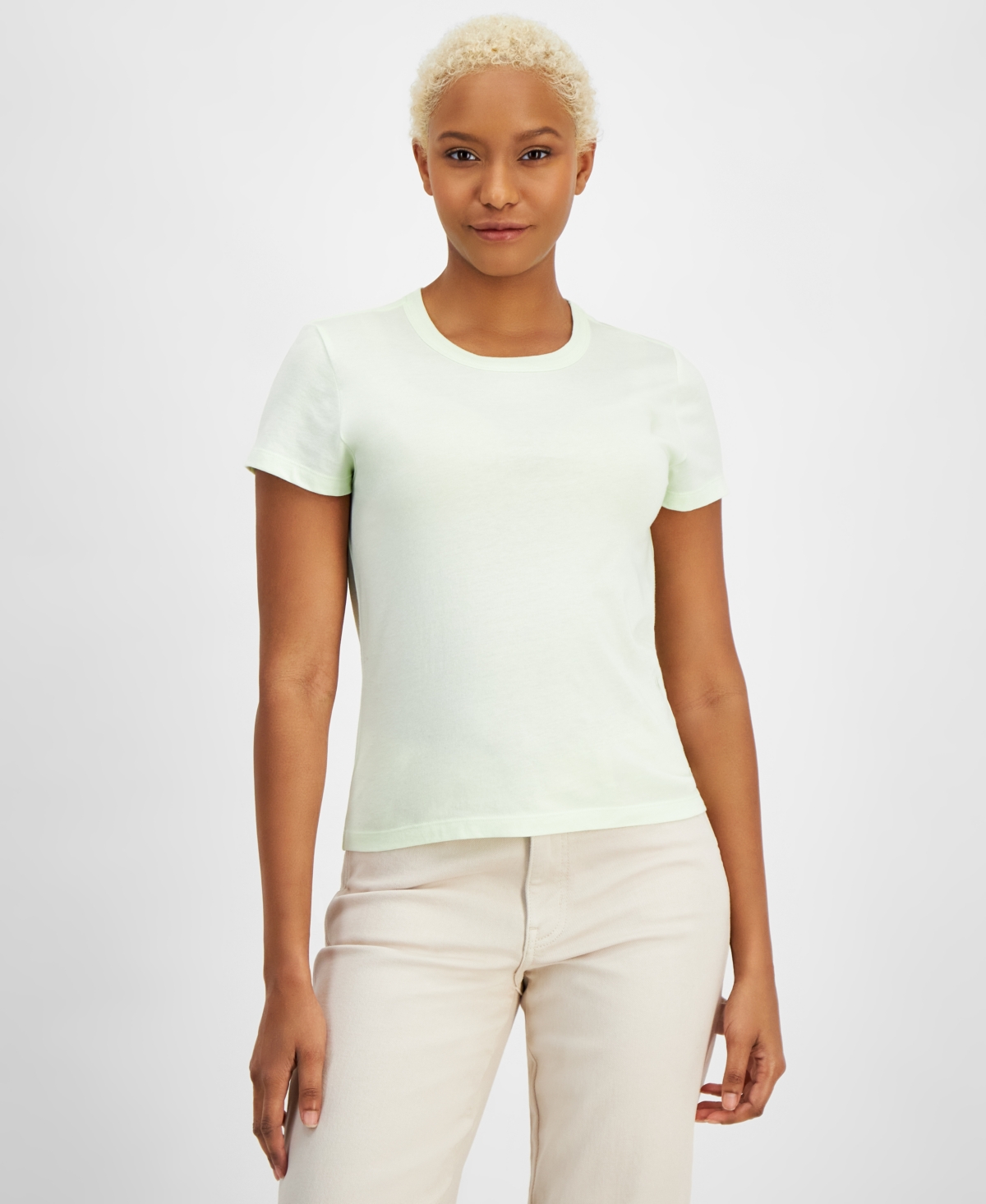 Calvin Klein Jeans Est.1978 Women's Embroidered Logo Short-sleeve T-shirt In Iced Lime