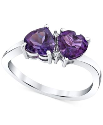 Macy's - Amethyst (1-3/8 ct.tw ) & Diamond Accent Double Heart Ring in 10k White Gold