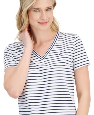 Women's Striped V-Neck Top