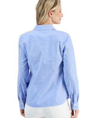 Women's Newport Striped Ribbed Cotton Long Sleeve Shirt 
