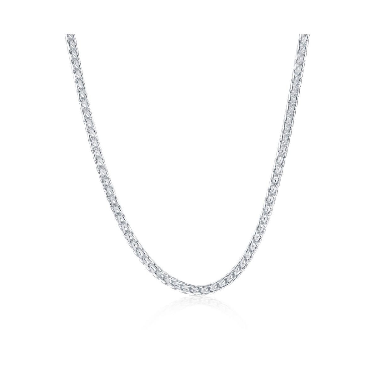 Diamond cut Franco Chain 3mm Sterling Silver 30" Necklace - Silver