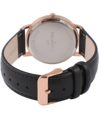Men's 40mm Rose Gold Vintage Like Remote Sweep Leather Strap Watch