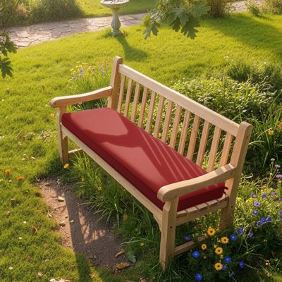 Patio Bench Cushion Outdoor Olefin Fabric Slipcover Sponge Foam 46.5” x 17.7” x 3”- Red