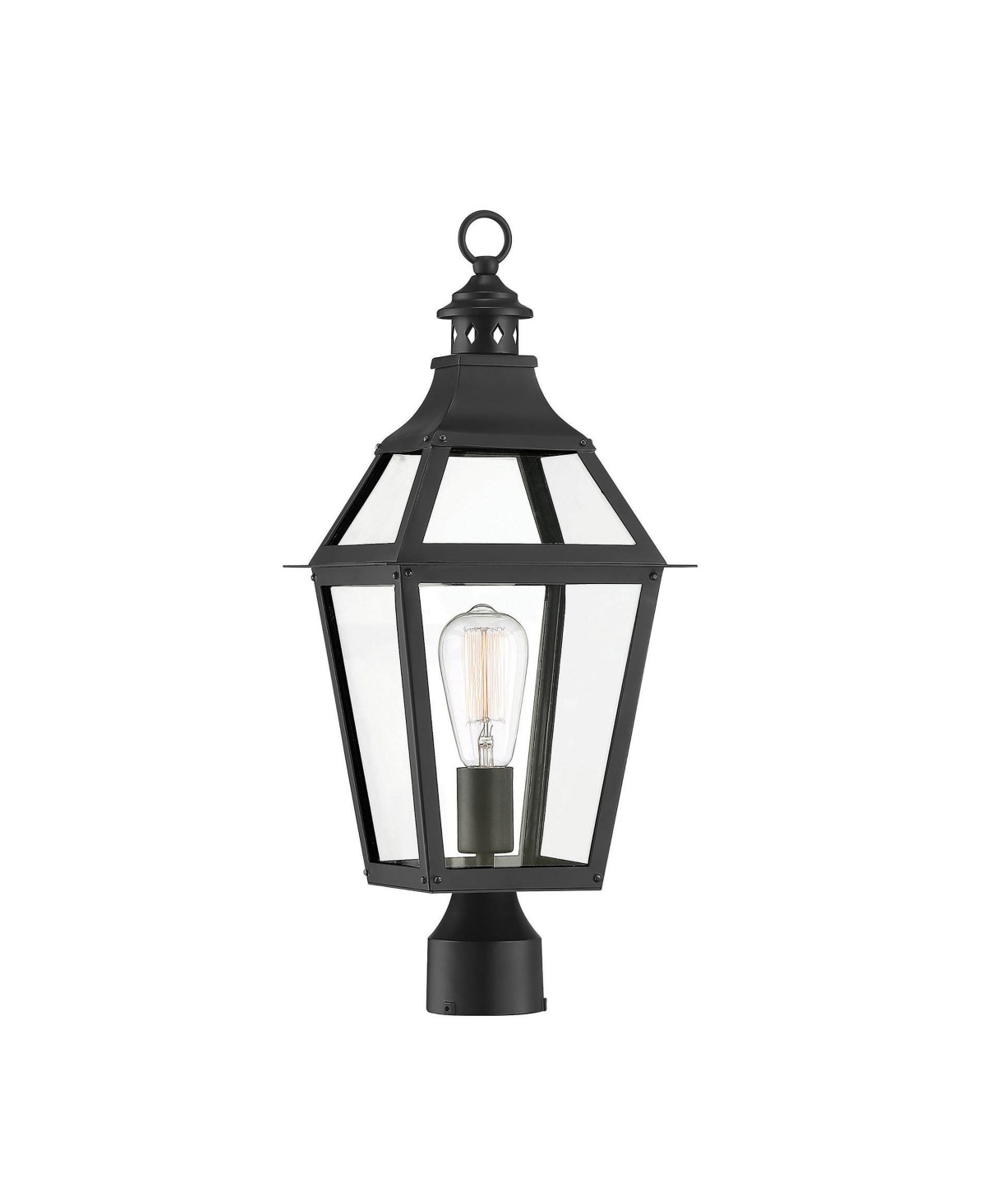 Jackson 1-Light Outdoor Post Lantern in Matte Black with Gold Highlights - Black/gold highlighted
