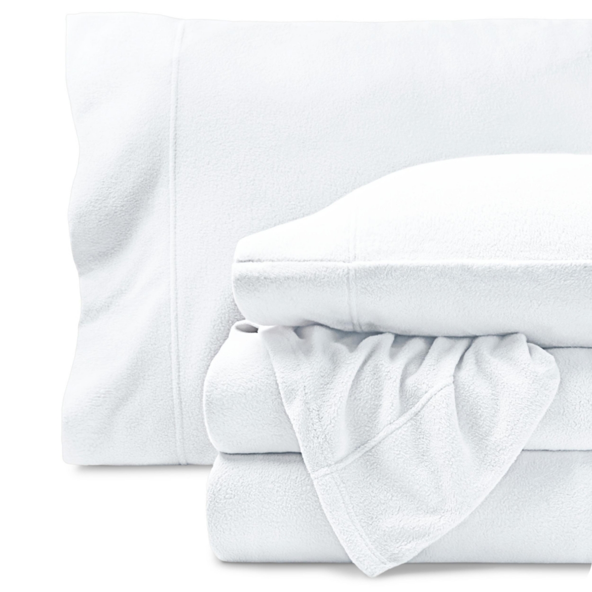Bare Home Polar Fleece Sheet Set, Split King - White